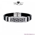 Pulsera de Acero y Caucho con Greca