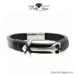 Pulsera de Ancla en cuero y acero inoxidable