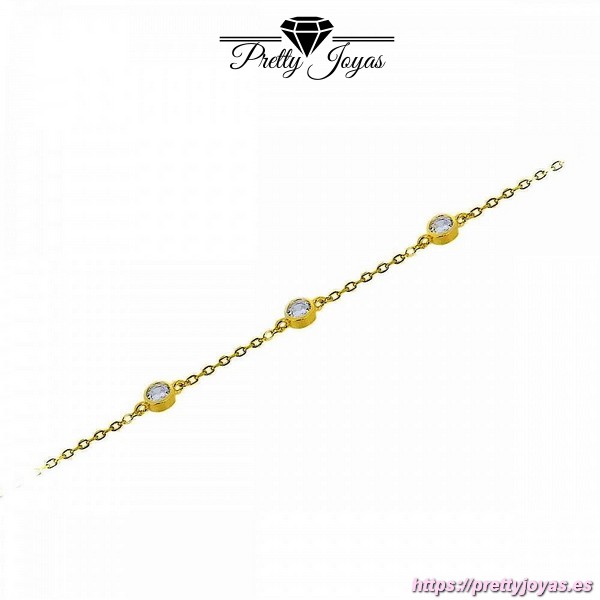 Pulsera de plata bañada en Oro con 3 Piedras de circonitas