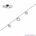 Pulsera de plata bañada en rodio con corazones y circonitas