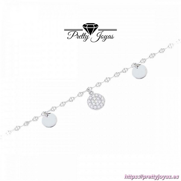Pulsera de plata bañada en rodio con mosaico