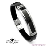 Pulsera de Acero y Caucho Negro