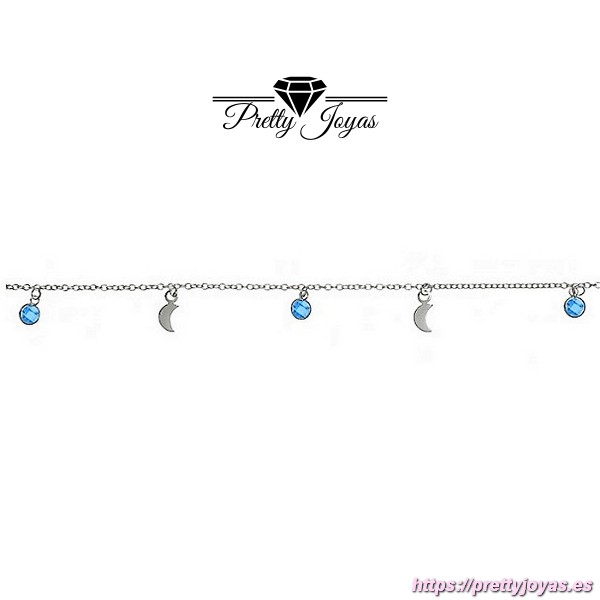 Pulsera de Lunas en Plata con Circonitas Azules