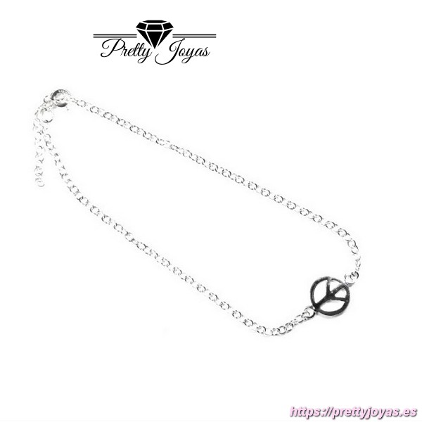 Tobillera Paz y Amor en Plata
