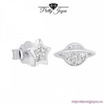 Pendientes de Plata con Rodio de Mini Planeta