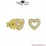 Pendientes de Plata con Corazones, bañado en Oro o Rodio